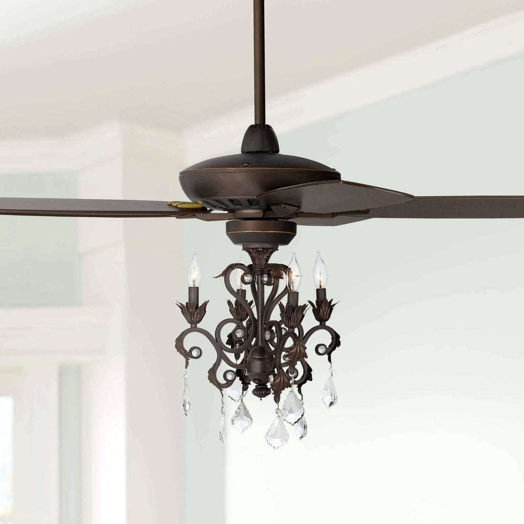 Oil Rubbed Bronze Crystal Chandelier Ceiling Fan with Light I692