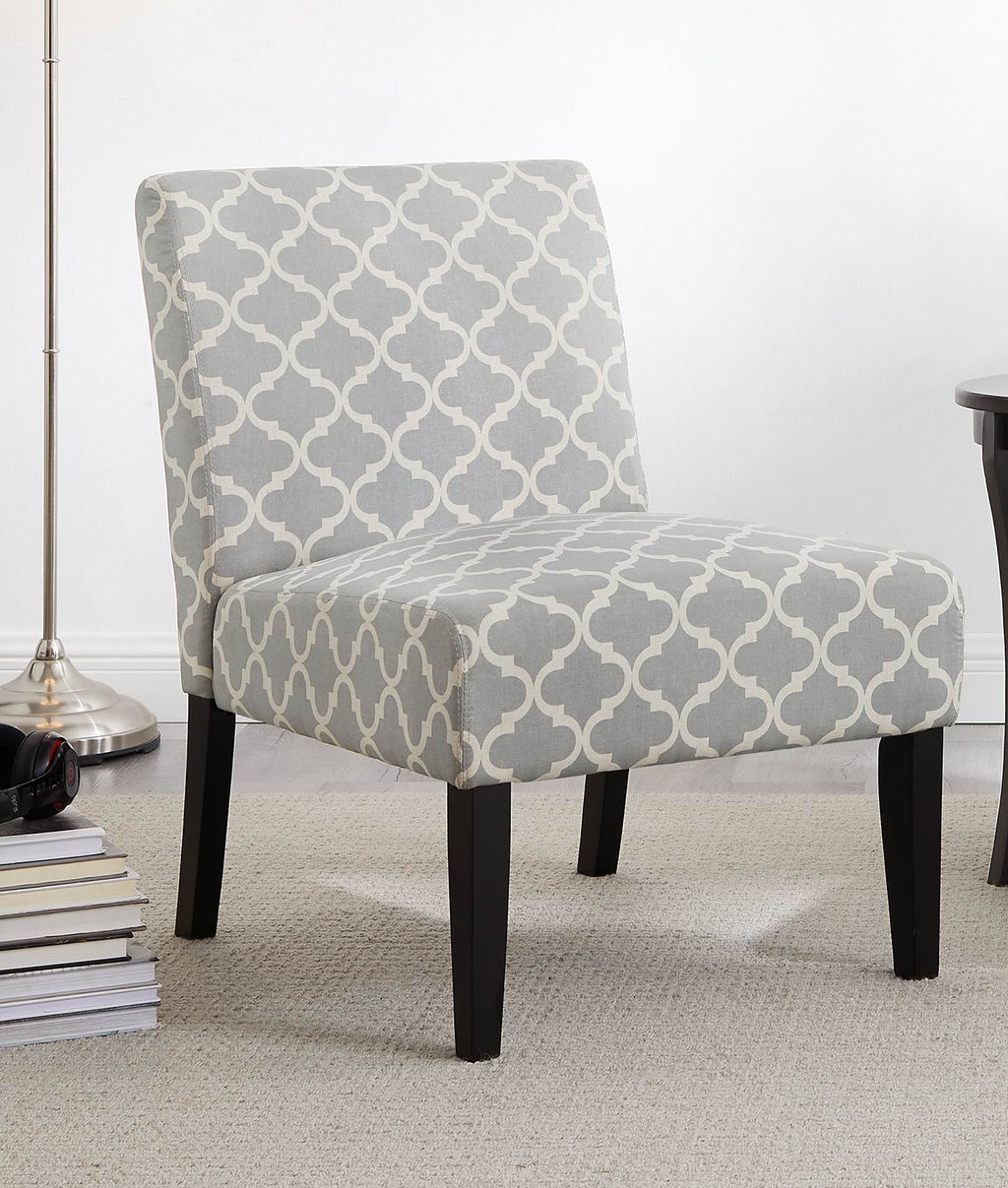 3Pc Set Gray Fabric Upholstery Side Table and 2 Chairs X745