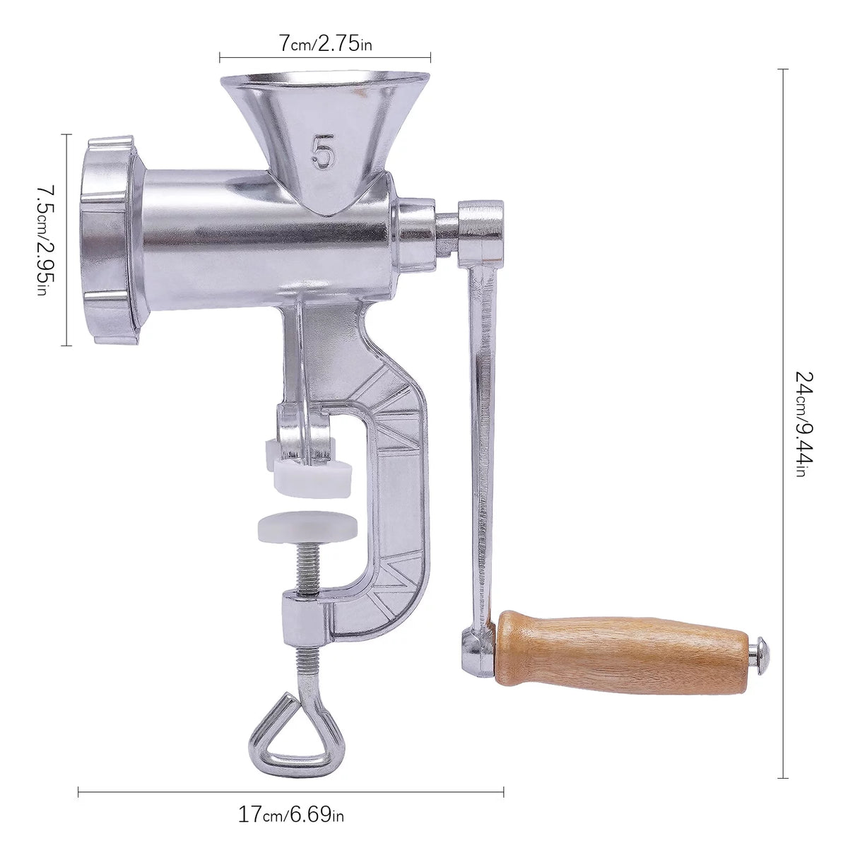 Manual Meat Grinder Aluminum Alloy Food Mincer Sausage Filler Hand Crank Meat Mincer Mixer with Tabletop Clamp V8655