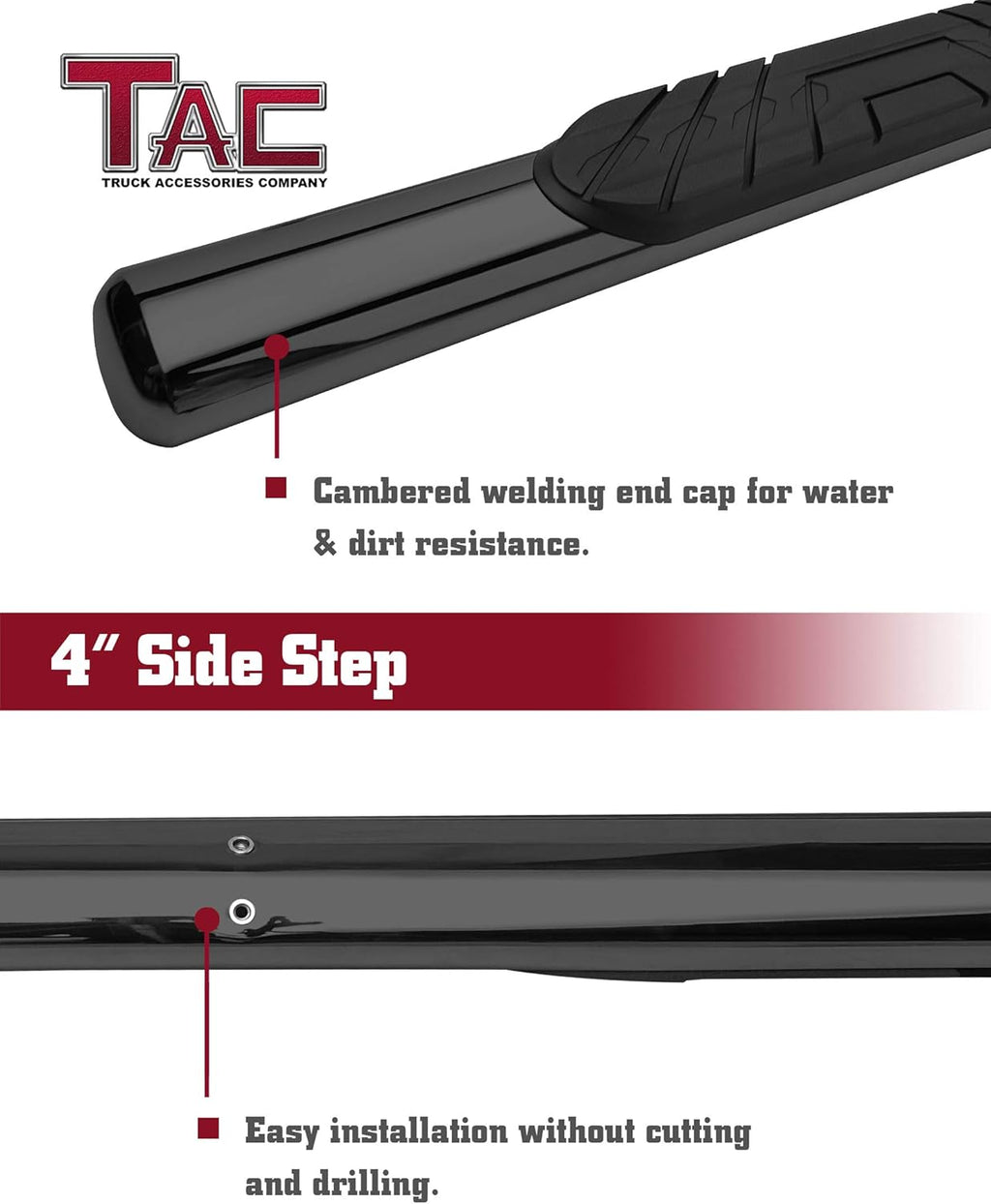 Black Oval Side Bars Nerf Bars Step Rails for Toyota Tacoma Access Cab E64989