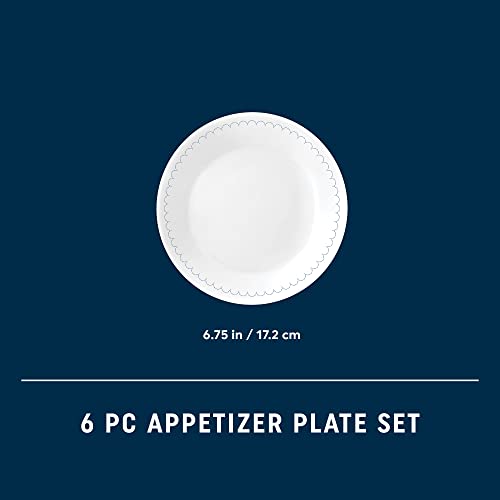 6-Piece Lightweight Round Salad Appetizer Plate Set, Winter Frost White Q872