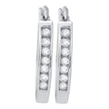 14kt White Gold Diamond Single Row Hoop Earrings 1/4 Cttw Q6770