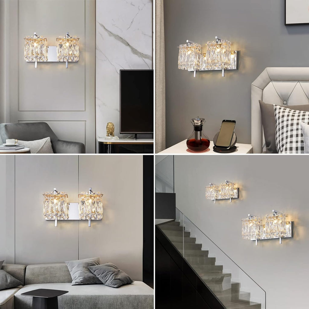 Crystal Wall Lamp, Chrome, E12 Base x2 M724163