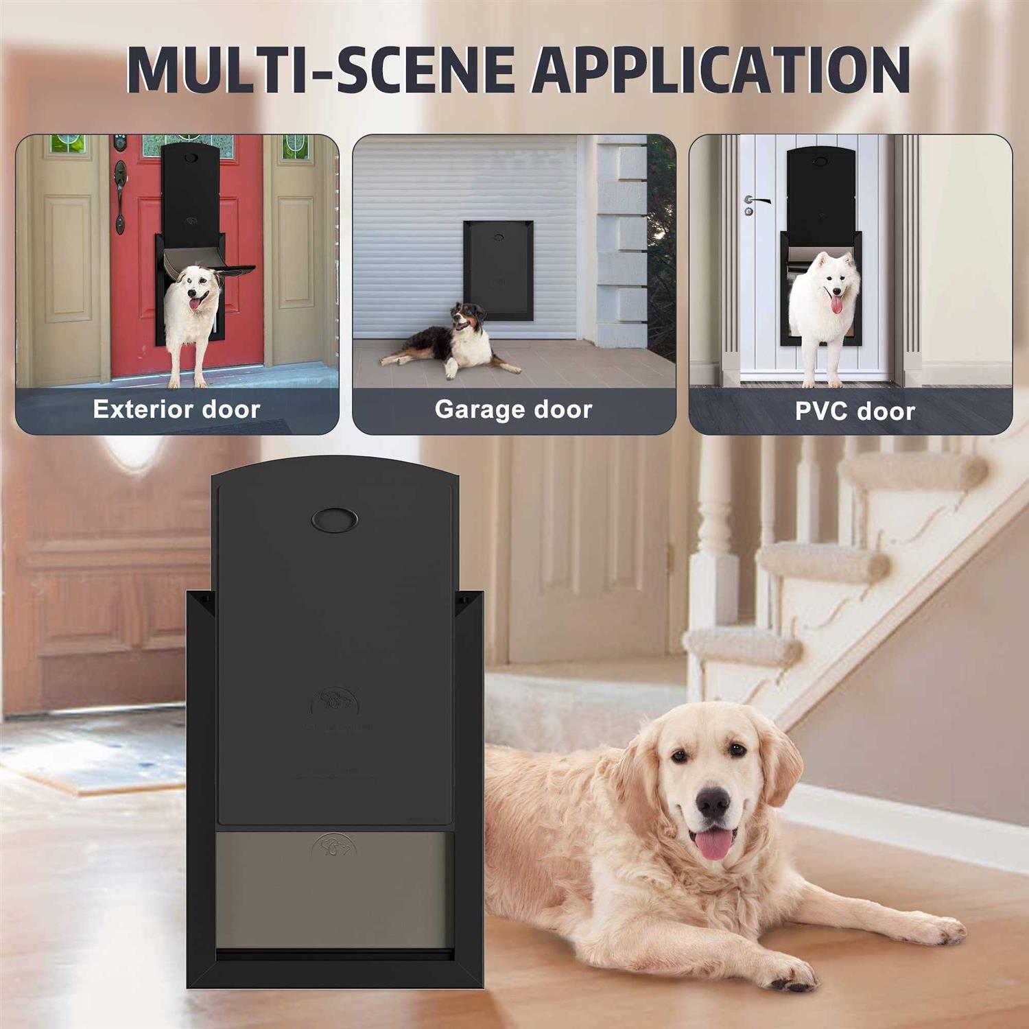 Weatherproof Dog Door with Sliding Lock Panel, Double Flap Q159195