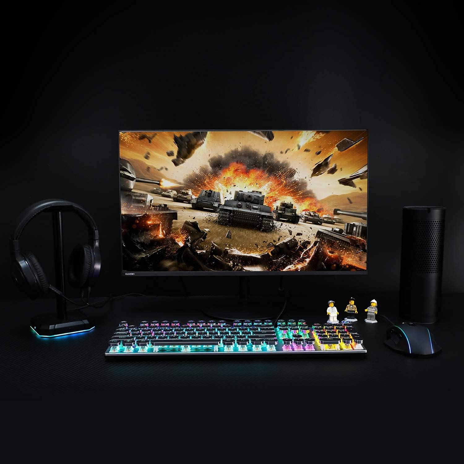 Retro Mechanical Gaming Keyboard, 104 Keys, RGB Rainbow Backlit, USB Wired, Blue Switch B634