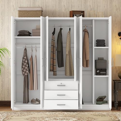 Gray 6 Door Wooden Wardrobe V596975