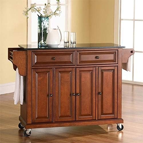 Solid Black Granite Top Kitchen Cart B700