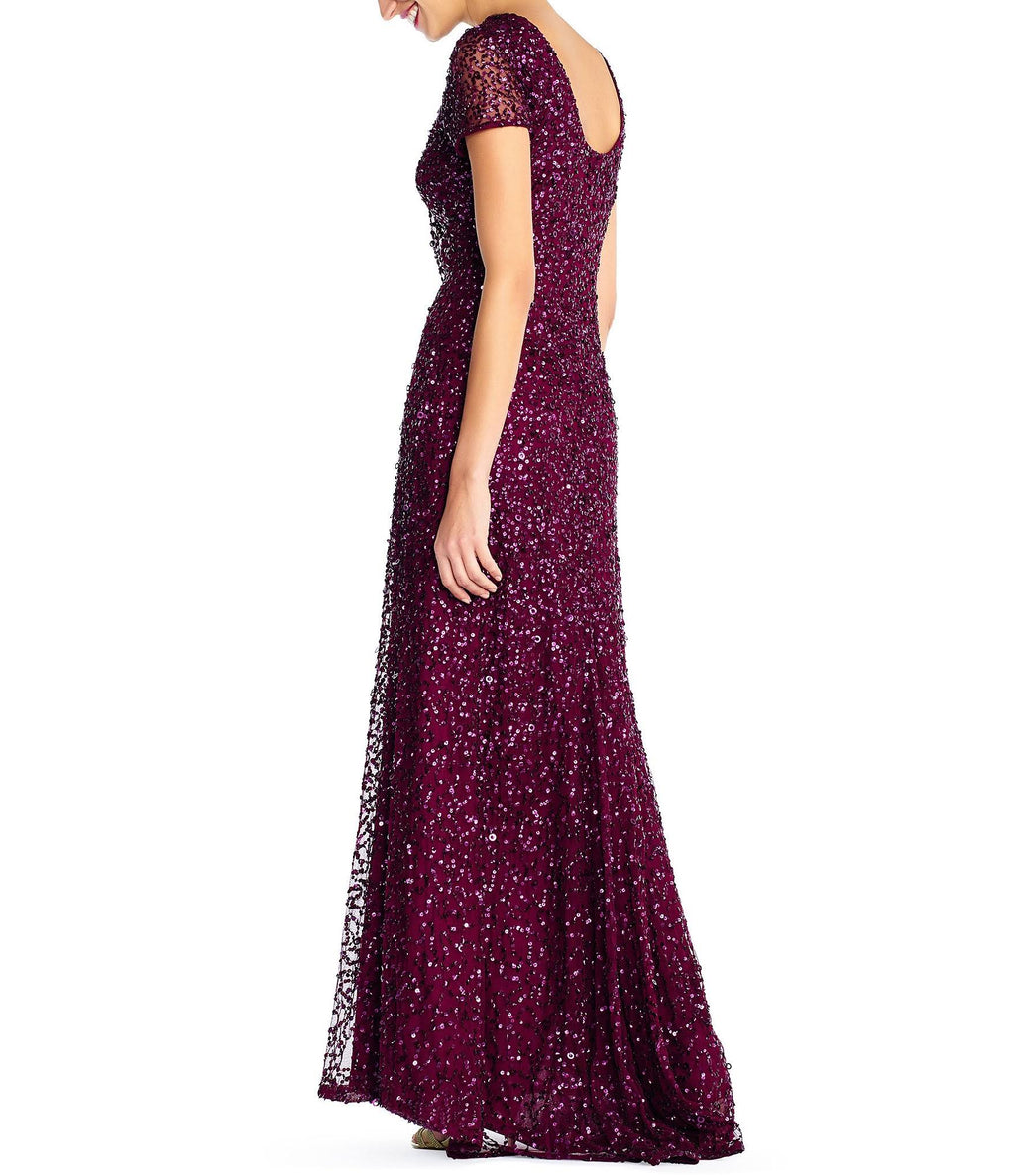 Blush Scoop Back Sequin Gown I7781