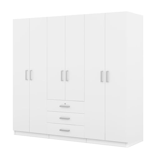 Gray 6 Door Wooden Wardrobe V596975