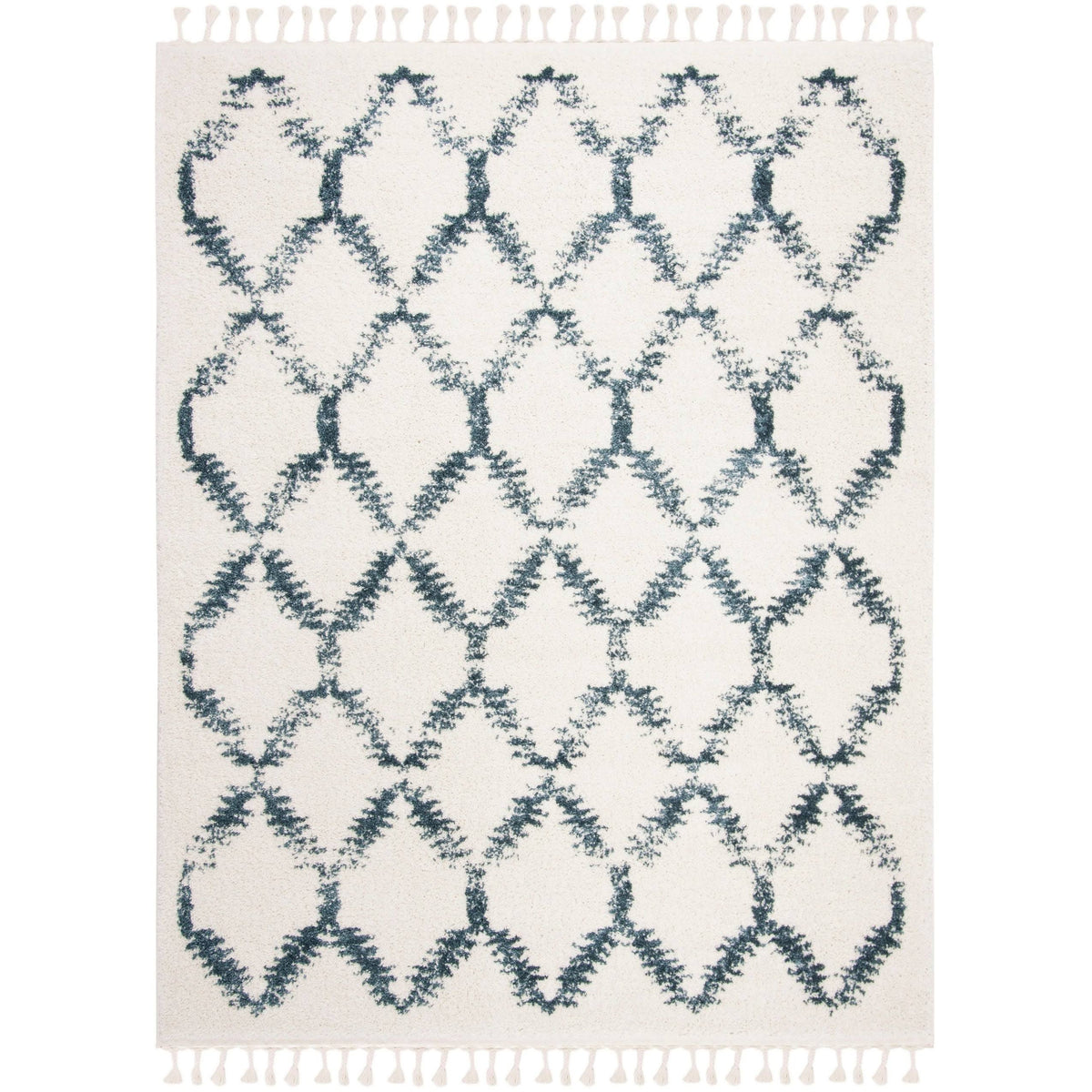 Cream / Blue Shag Rug J402