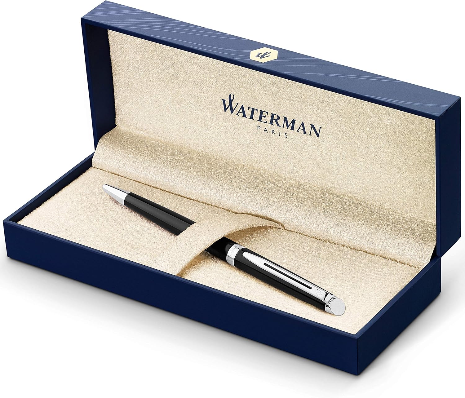 Stainless Steel Ballpoint Pen with Chrome Trim, Medium Point, Blue Ink Cartridge, Pack of 2 K766964