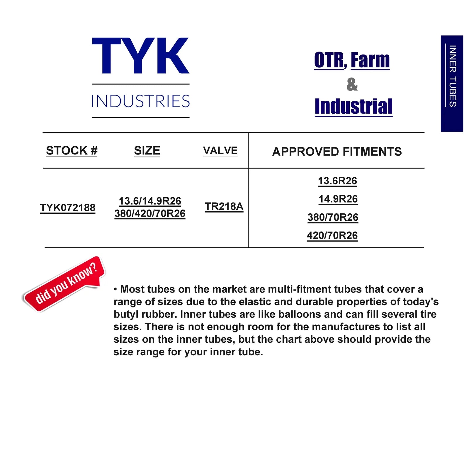 Tractor Tire Inner Tube TR218A O679078