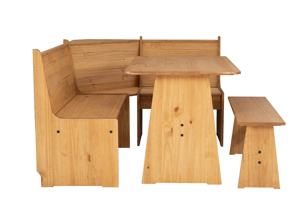 Natural Finish Corner Dining Set with Storage Table and Bench C327190