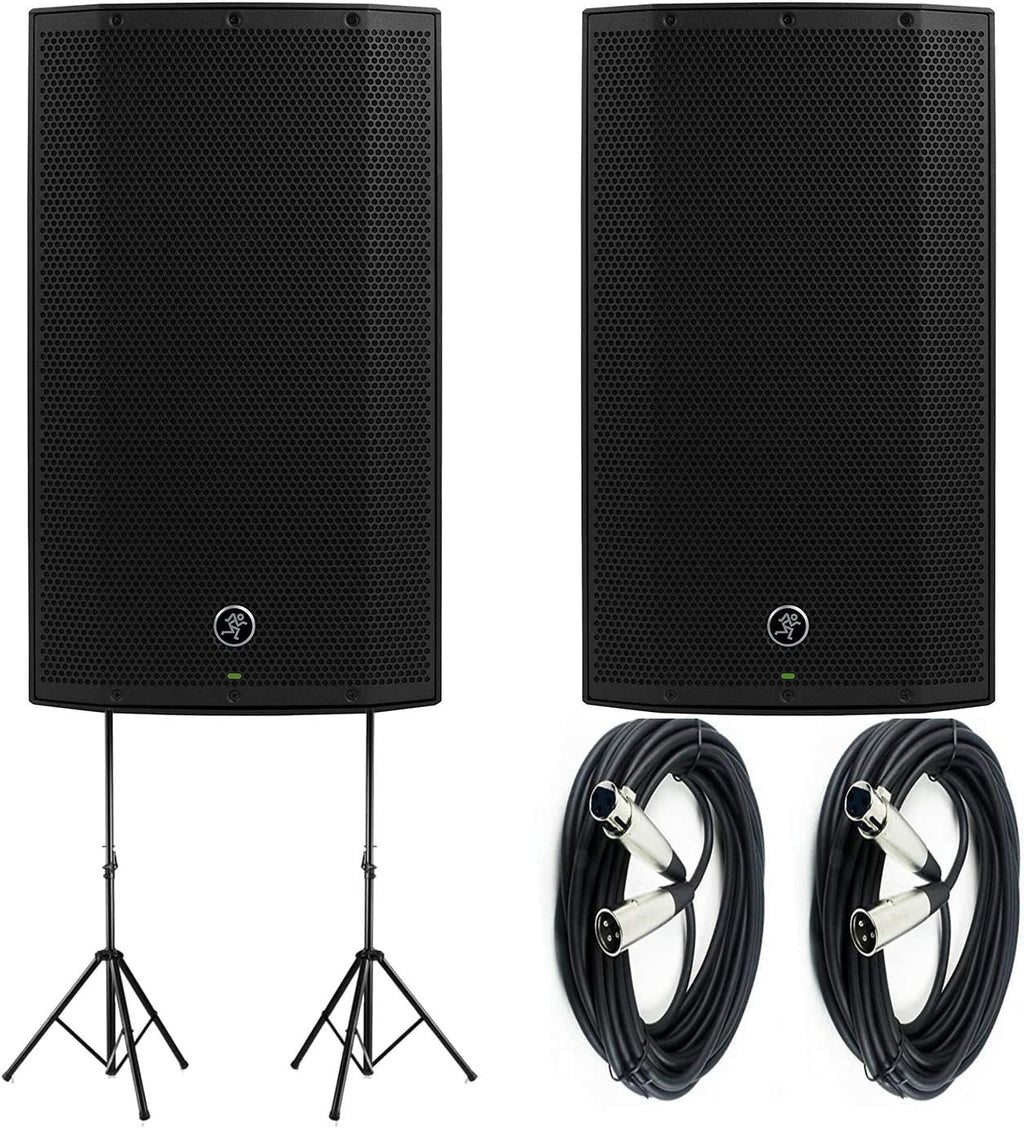 1300W 12 Powered Loudspeakers Bundle with Steel Speaker Stand and XLR-XLR Cable Q9646