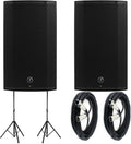 1300W 12 Powered Loudspeakers Bundle with Steel Speaker Stand and XLR-XLR Cable Q9646