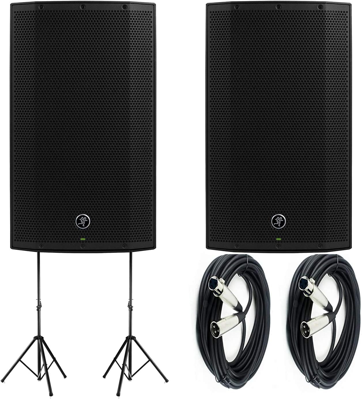 1300W 12 Powered Loudspeakers Bundle with Steel Speaker Stand and XLR-XLR Cable Q9646