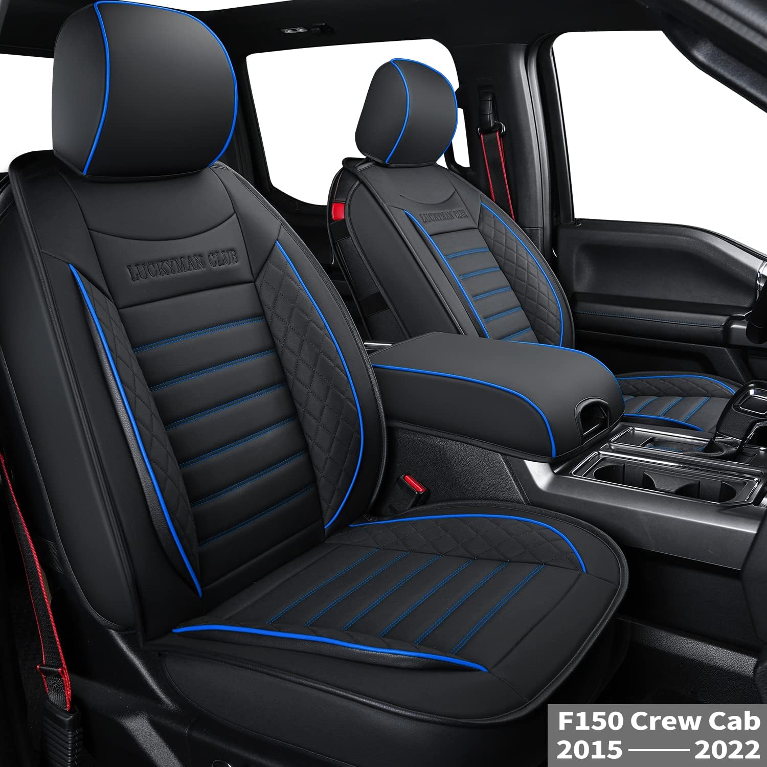 F150 Crew Cab Seat Covers with Faux Leather (Black) Q252322