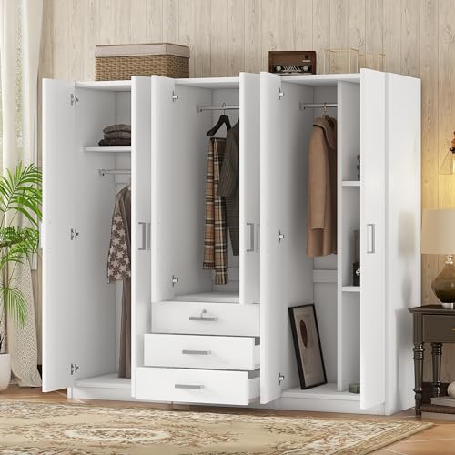 Gray 6 Door Wooden Wardrobe V596975
