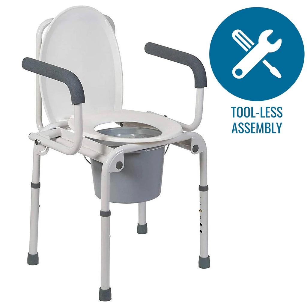 White Steel Portable Toilet with Drop Arm C4864
