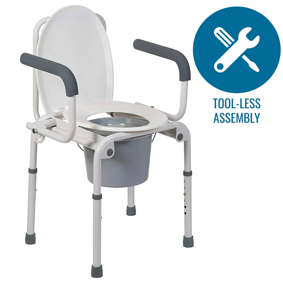 White Steel Portable Toilet with Drop Arm C4864