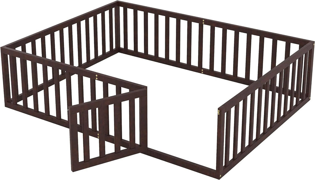 Walnut Wood Queen Floor Bed A1354