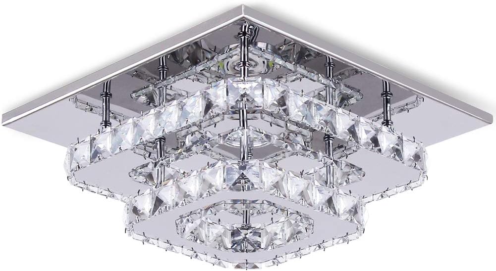 Mini Chandelier LED Crystal Ceiling Light 2 Layers Round Flush Mount Multicolor J72809