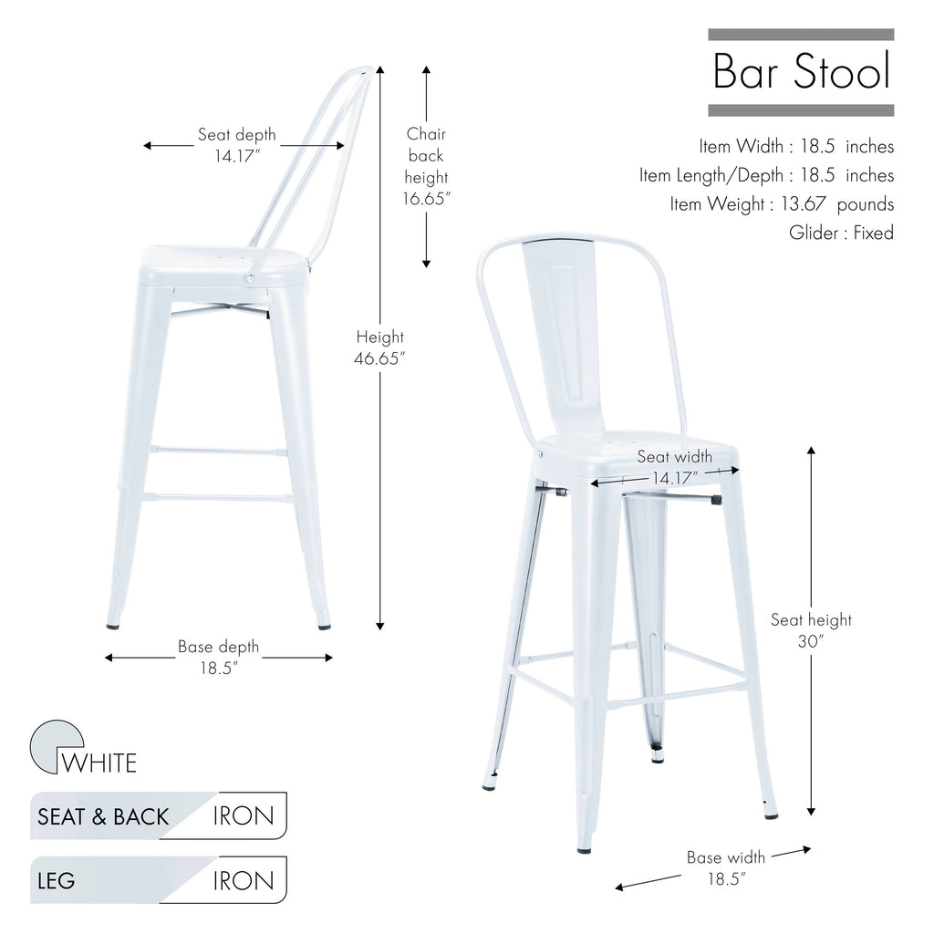White Metal Bar Stools (Set of 4) L717