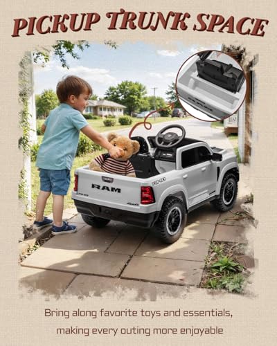 12V Licensed Ram 1500 Ride on Toy with Parent Remote Control (Black) Q92856