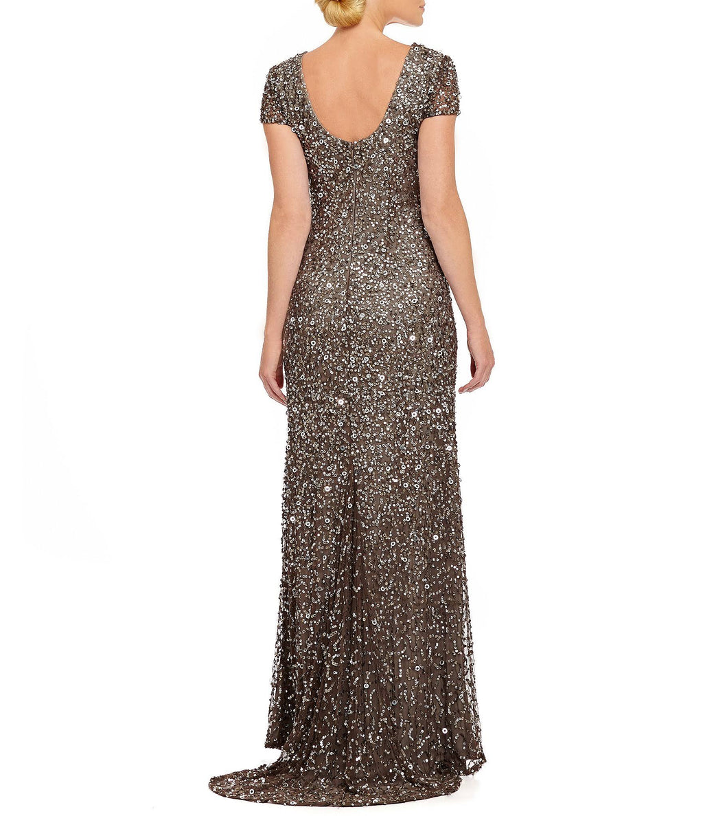 Blush Scoop Back Sequin Gown I7781