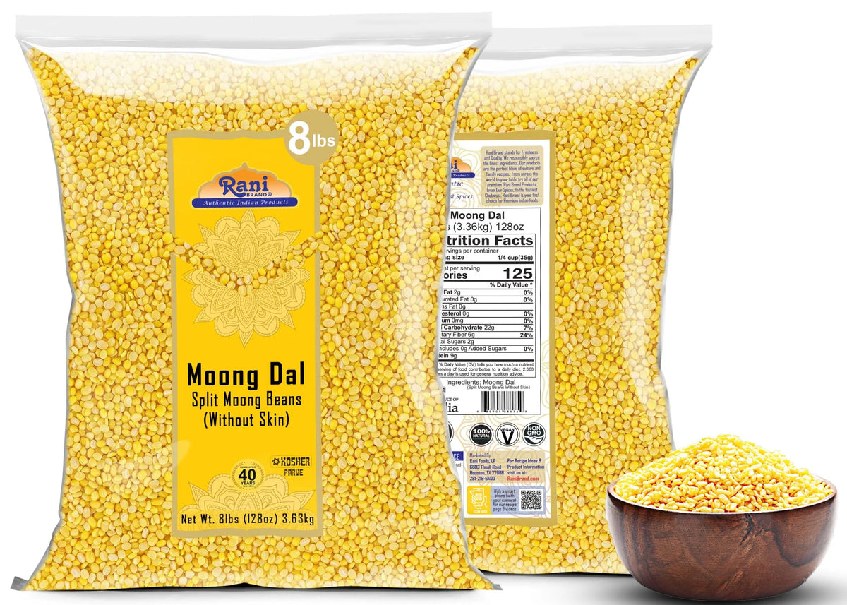 Moong Dal Split Mung Beans Without Skin Lentils 128oz 8lbs 3.63kg Bulk Y496564