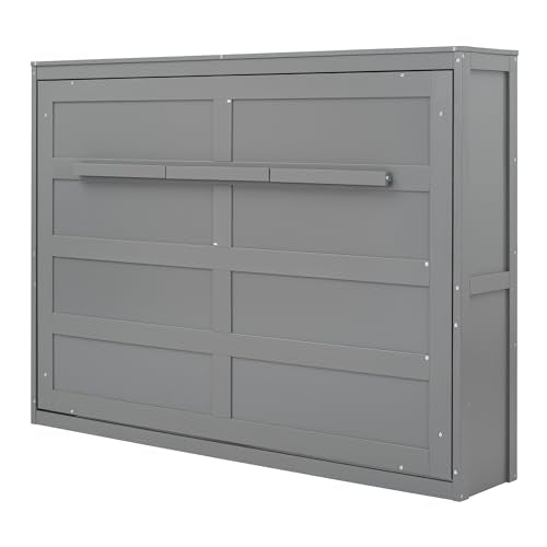 Gray Queen Solid Wood Murphy Cabinet Bed J80499