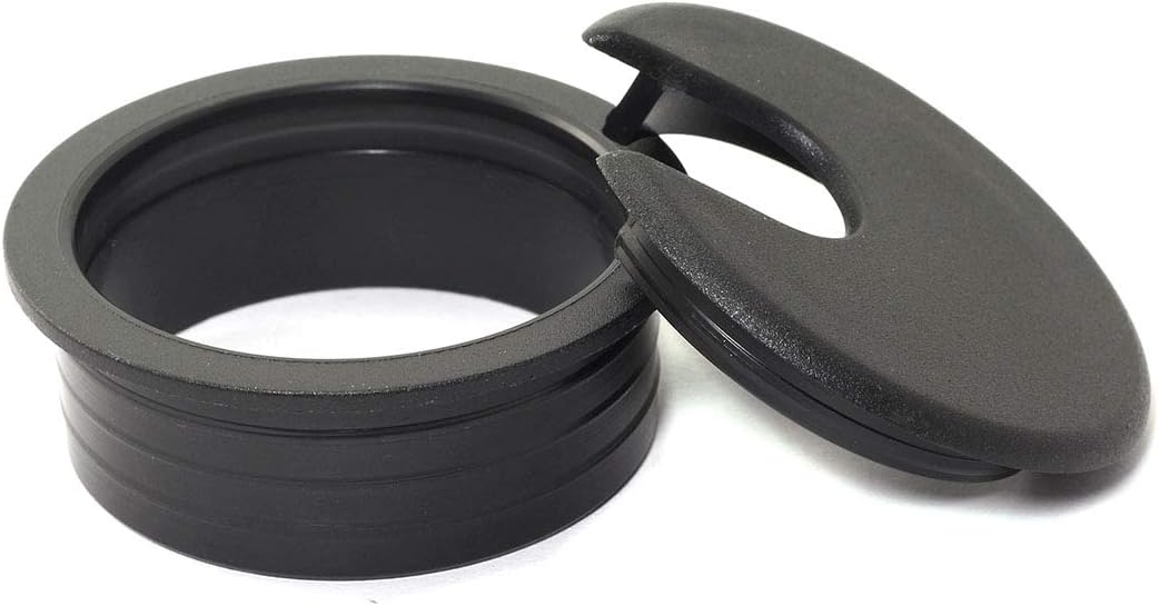 Black Plastic Desk Cable Grommets Pack of 2 C63035