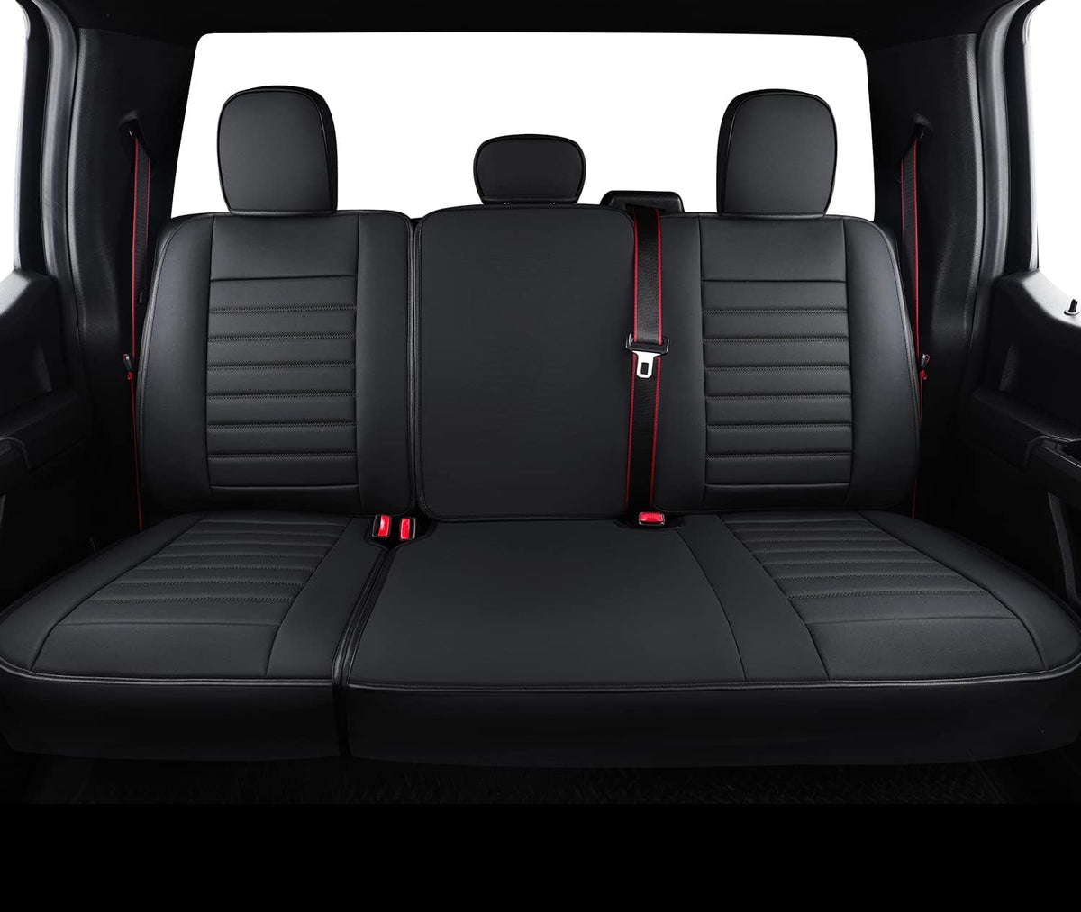 F150 Crew Cab Seat Covers with Faux Leather (Black) Q252322