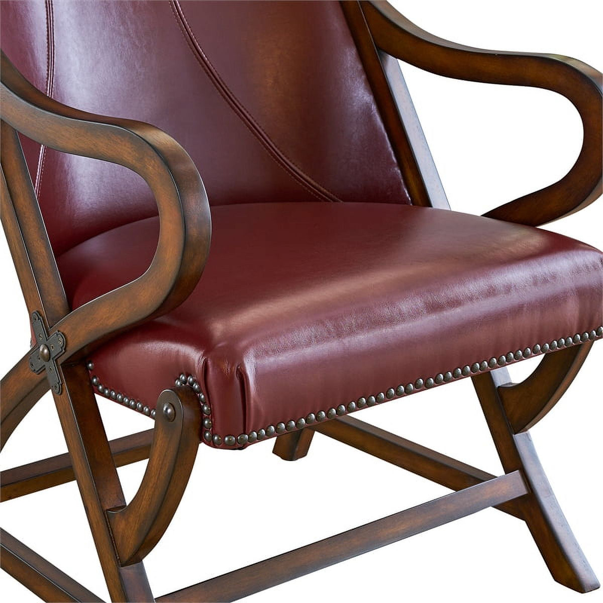 Cherry Finish Leather Chair & Ottoman Set H332736