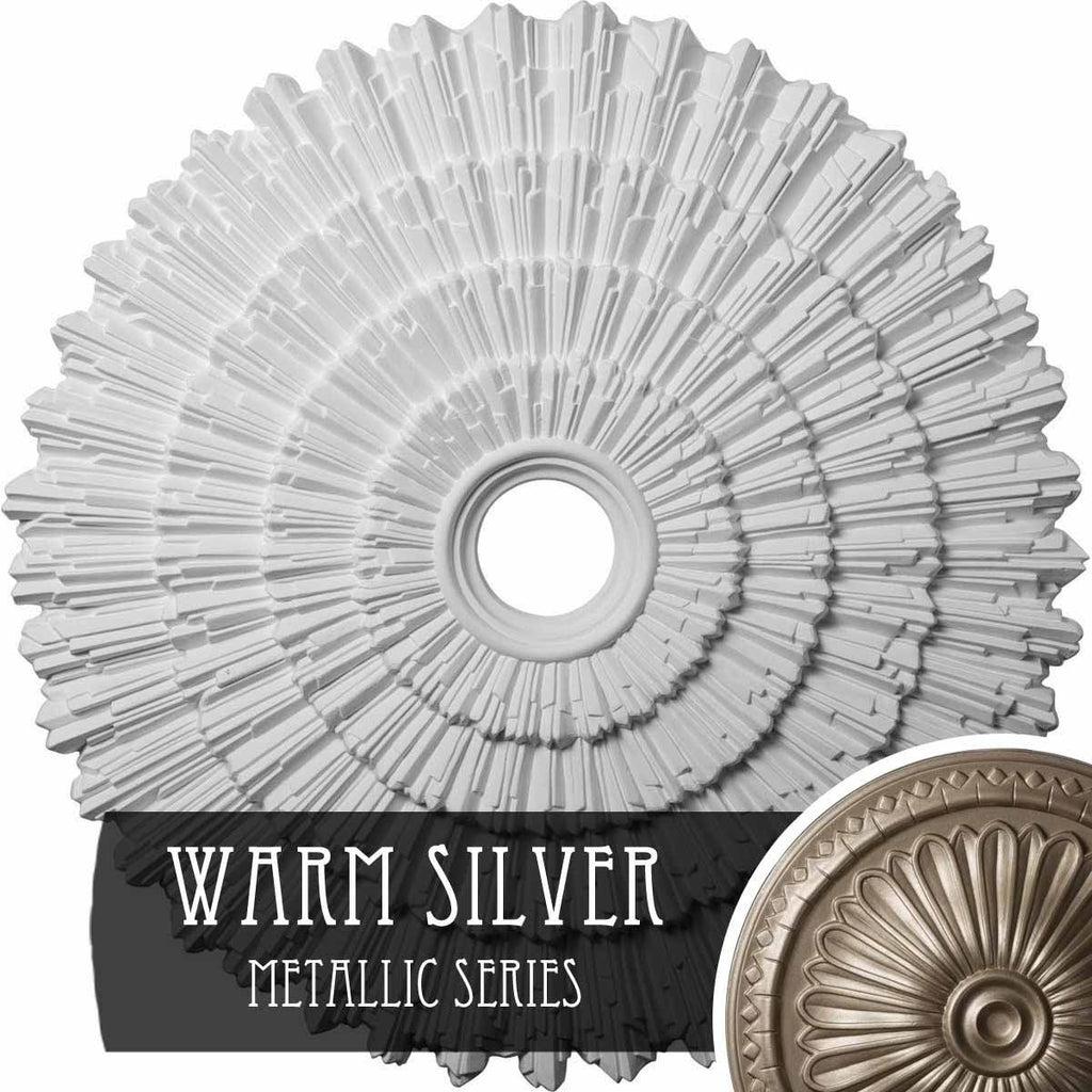 24 3/4x22OD x 3 1/4x22ID x 1 7/8x22P Ceiling Medallion (warm Silver) S578