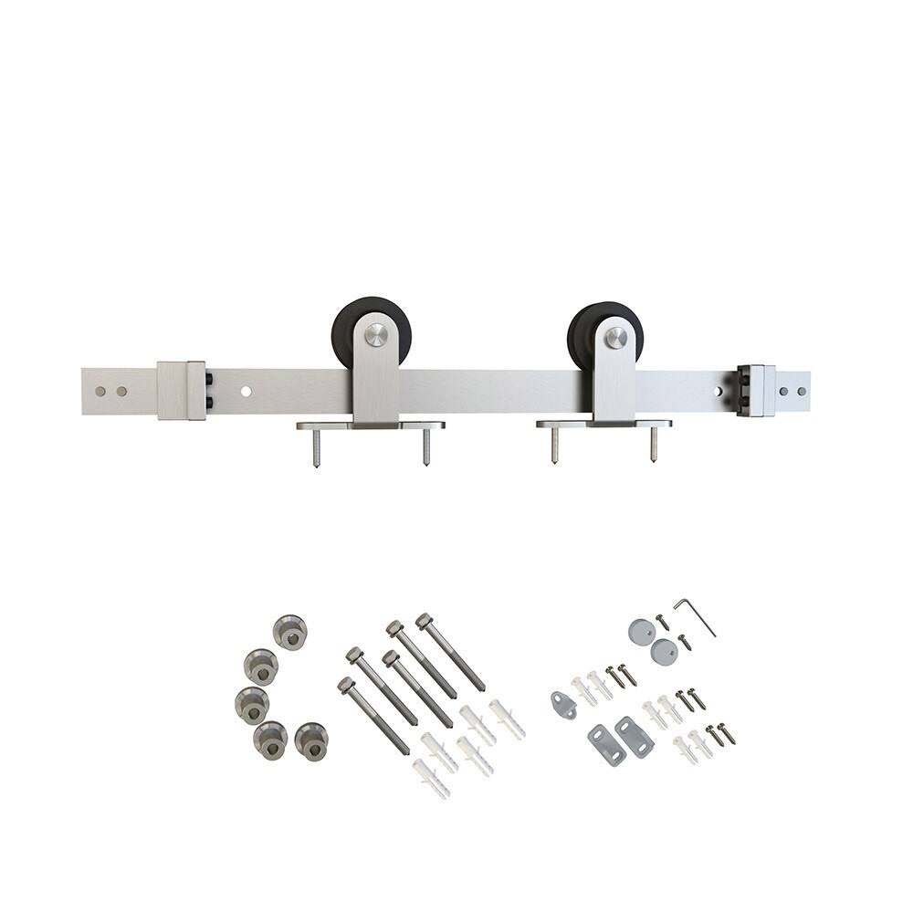 Sliding Barn Door Track and Fitting Set Satin Nickel H419