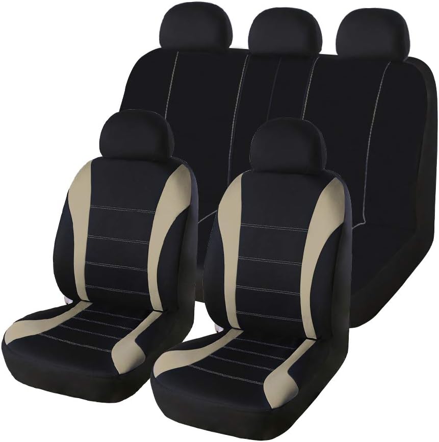 Beige Breathable Mesh Car Seat Covers S876427