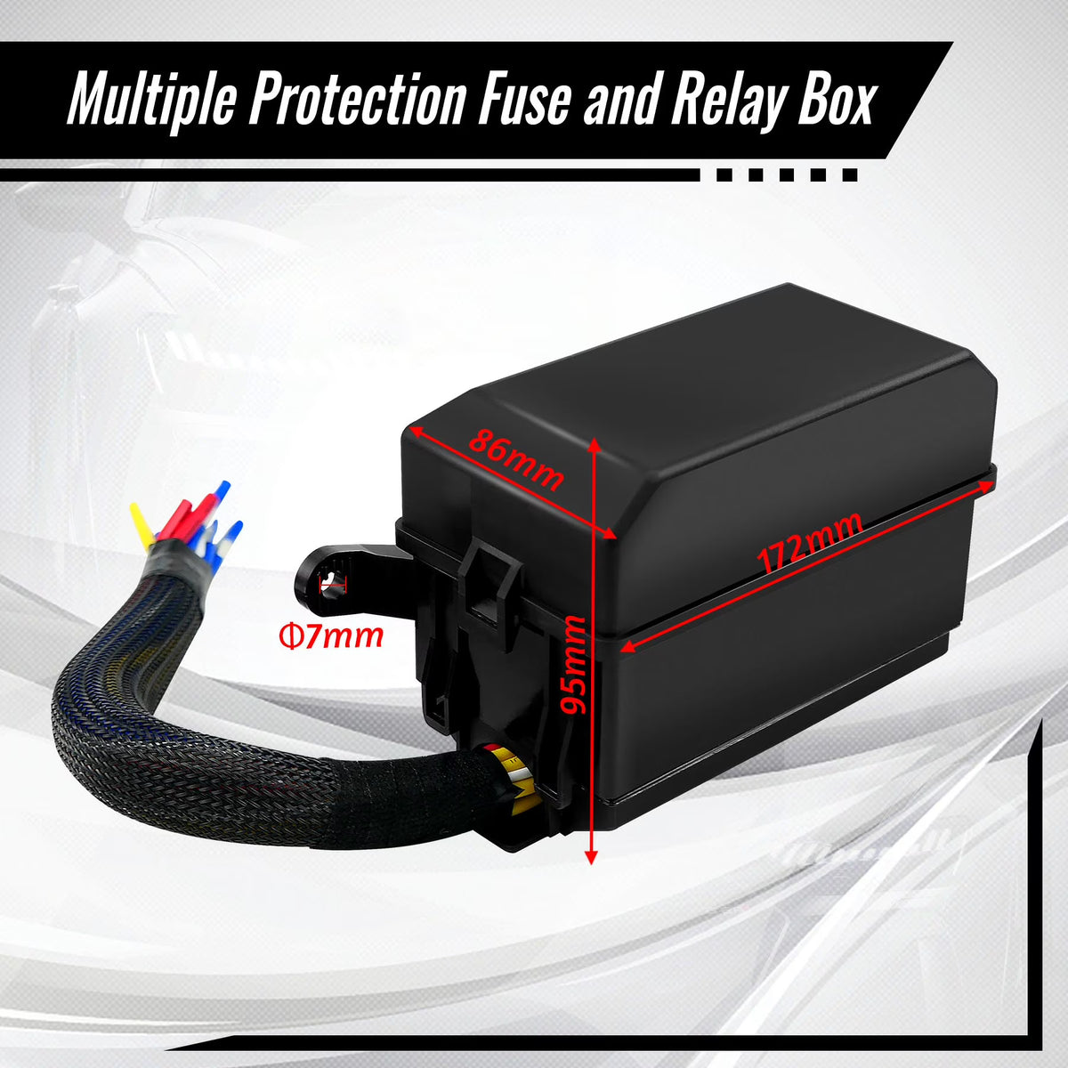 12V 6 Slots Fuse and Relay Box Kit with ATC ATO Blade Fuses and 5pcs 5Pins 40A Relay and 1pcs 4Pin 40A Relay N39577