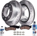 Front Drilled & Slotted Brake Rotors and Brake Pads Kit 6pc Set S158