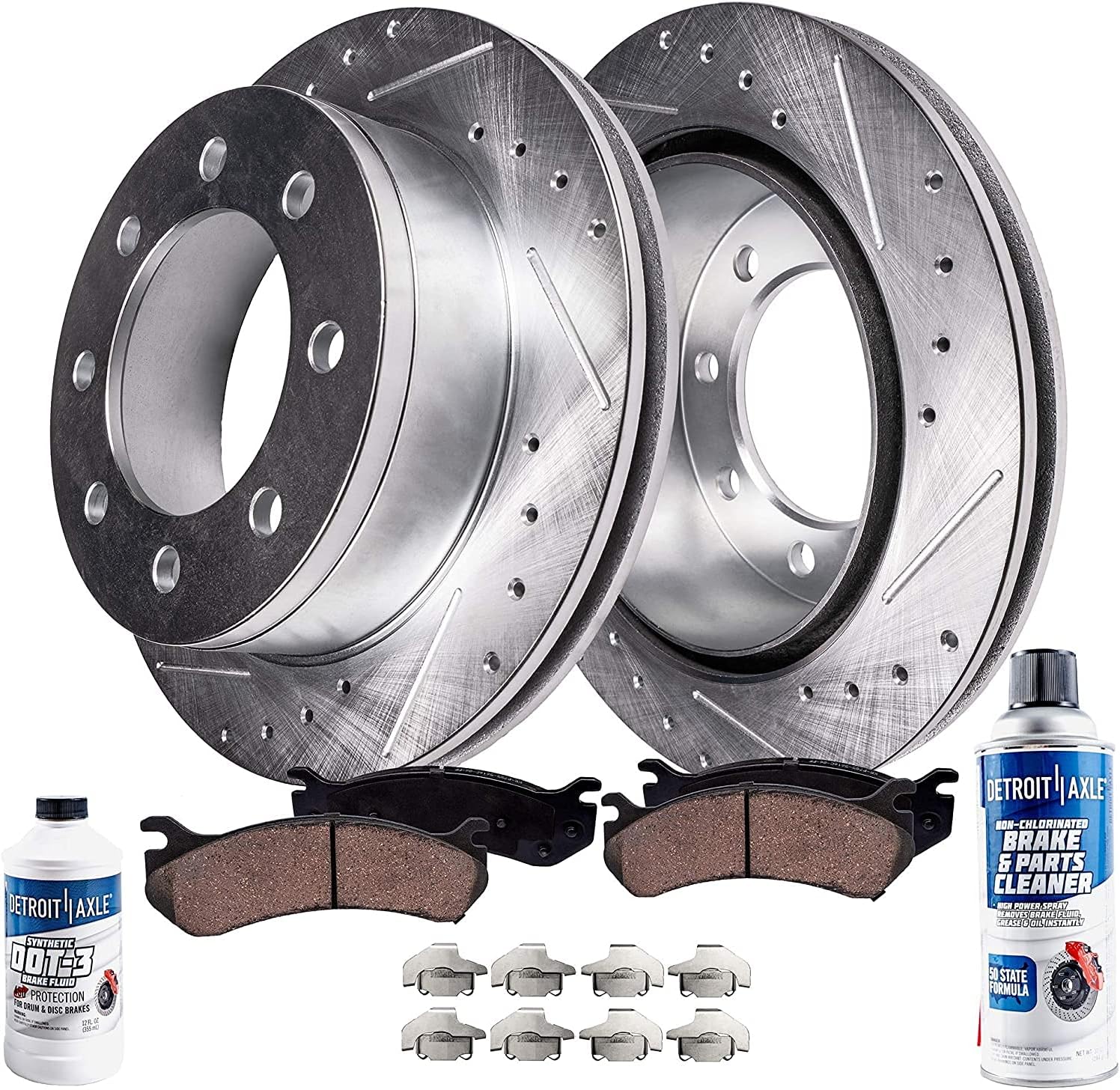 Front Drilled & Slotted Brake Rotors and Brake Pads Kit 6pc Set S158