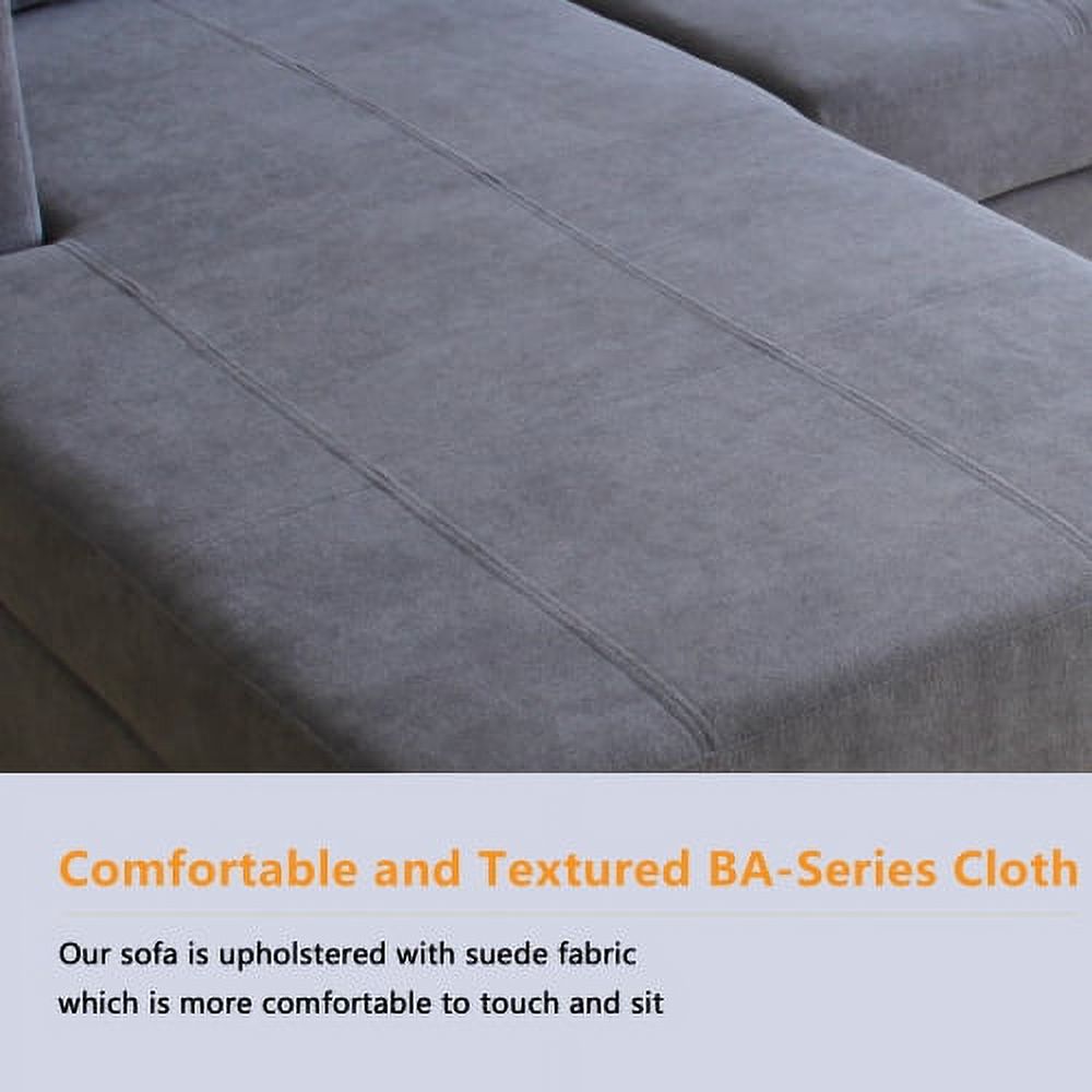 Grey L Shape Sectional Sofa with Reversible Chaise Lounge C638211
