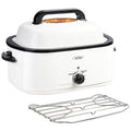 White 20 QT Stainless Steel Electric Roaster with See-through Lid G26097