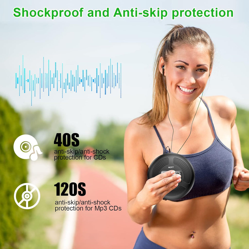 Portable CD Player with Bluetooth FM Transmitter AUX Output Rechargeable 1800mah X710687