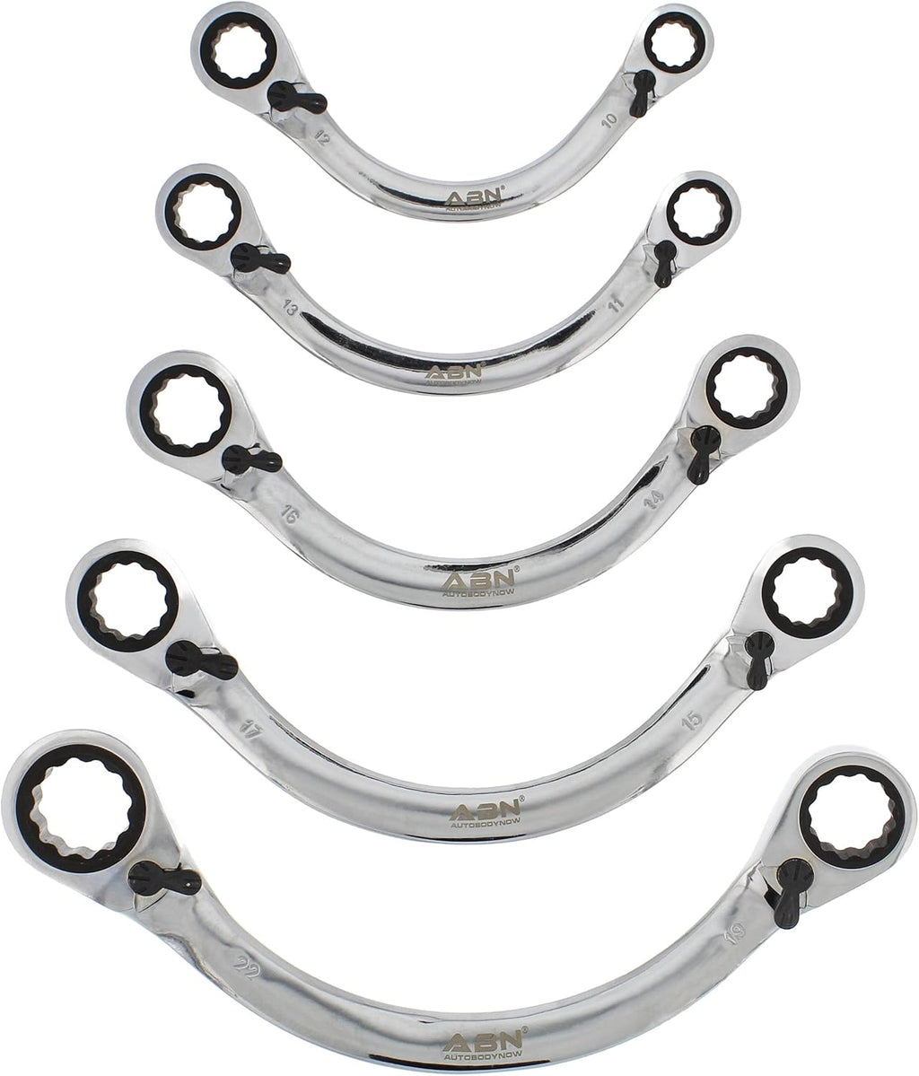 Double Box Ratcheting Wrench Set 5pc Half-Moon Metric Double Ended 10 to 22mm C67693