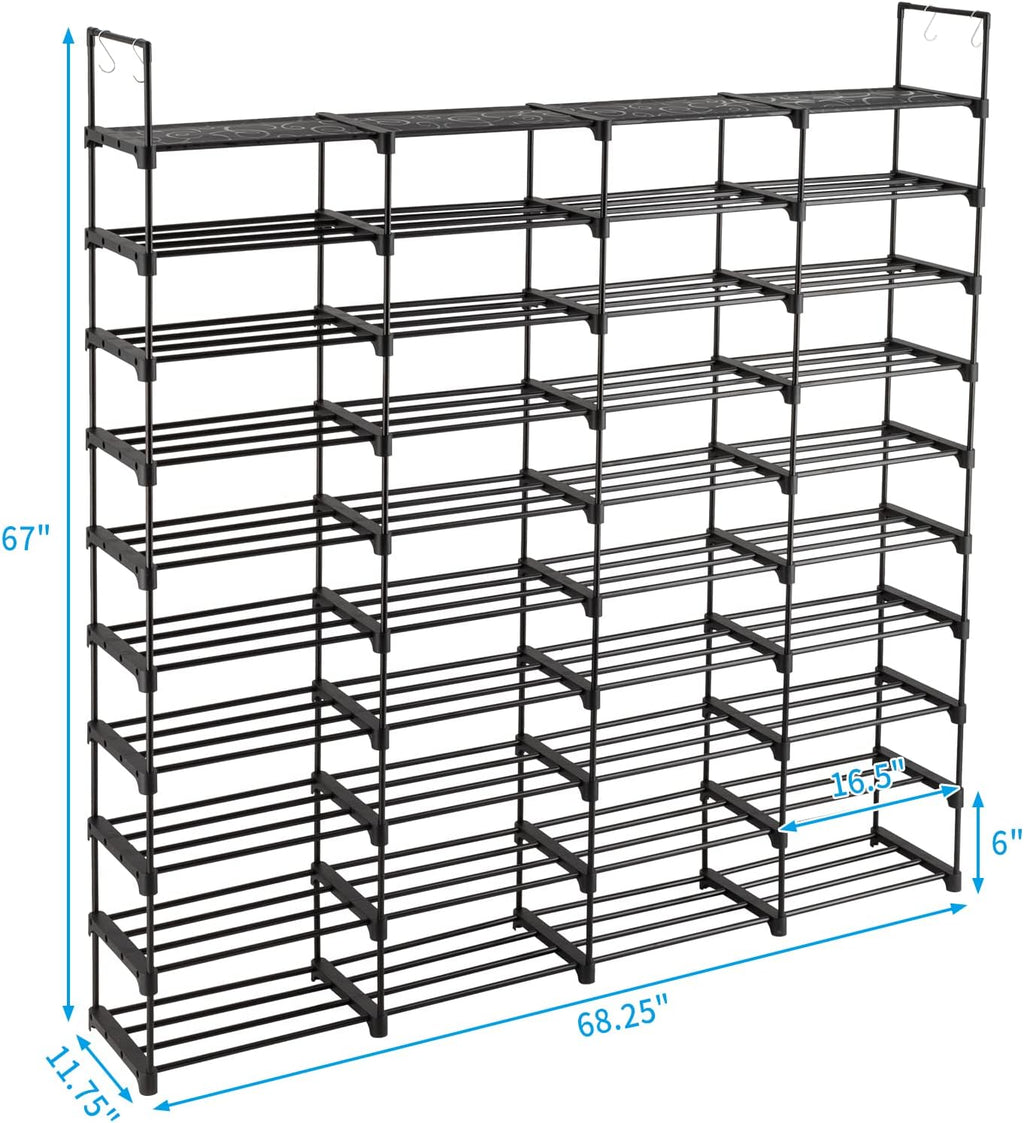 Black 80 Pairs Metal Shoe Rack G721703