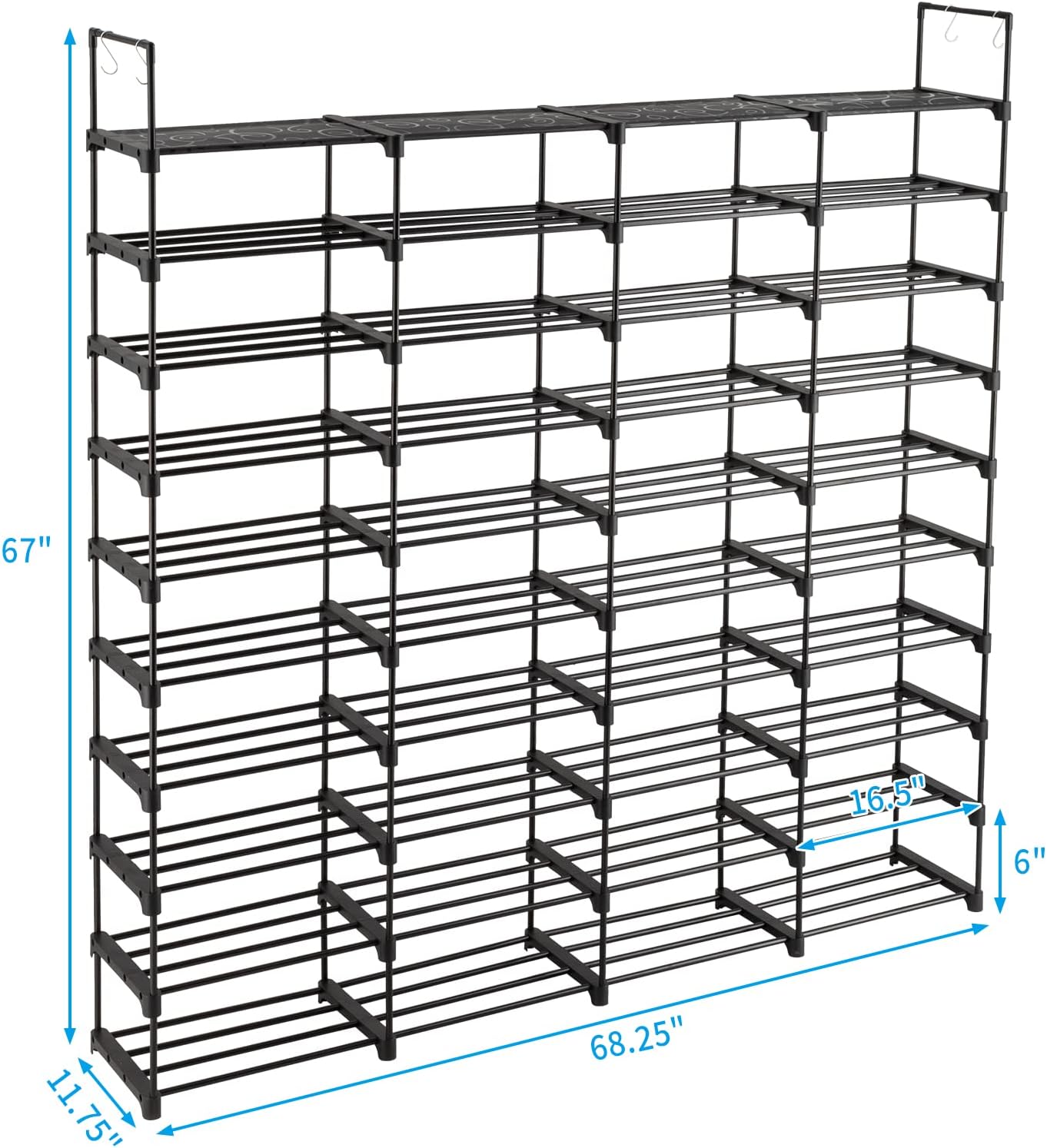 Black 80 Pairs Metal Shoe Rack G721703