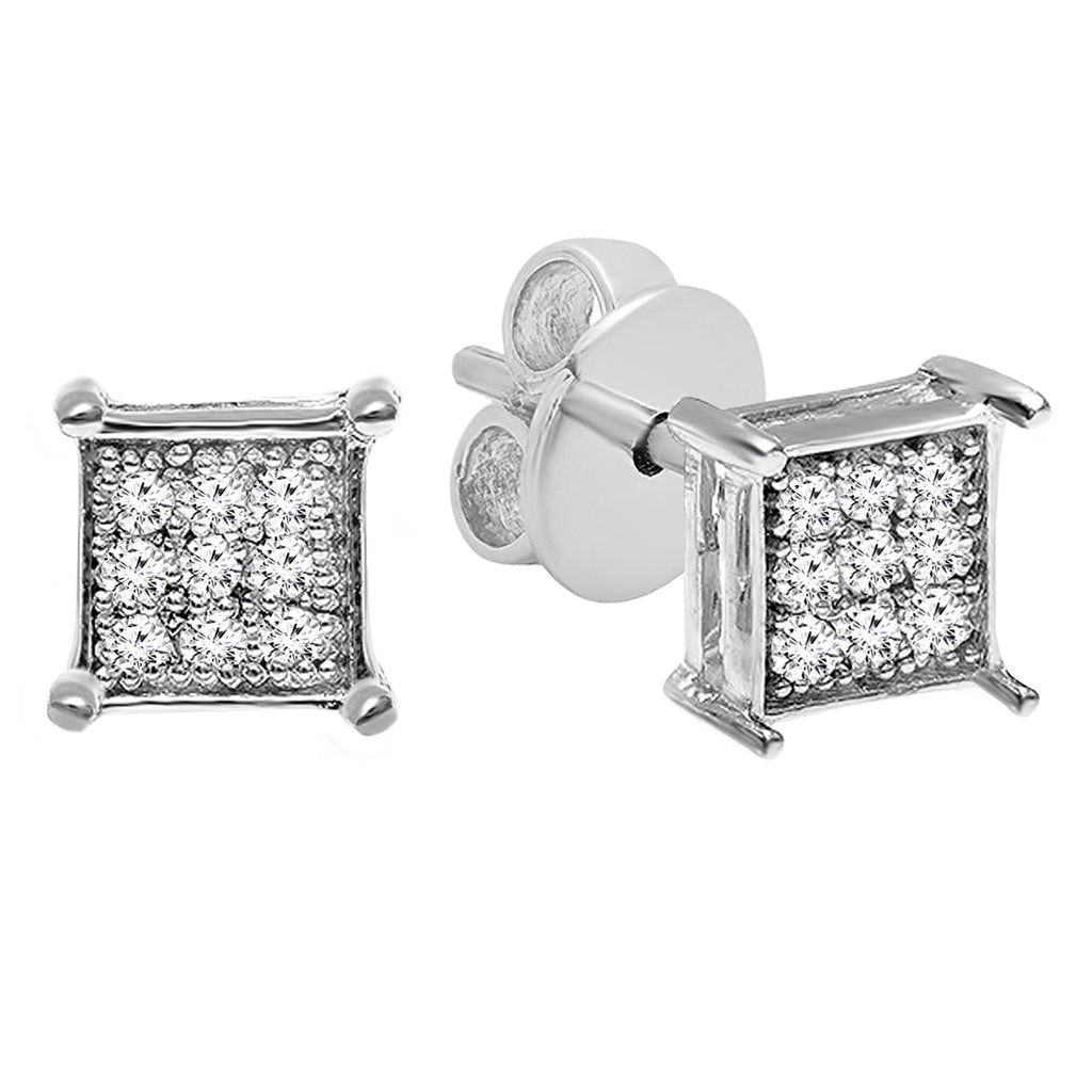 0.06 CT Round White Diamond Stud Earrings in Sterling Silver B957