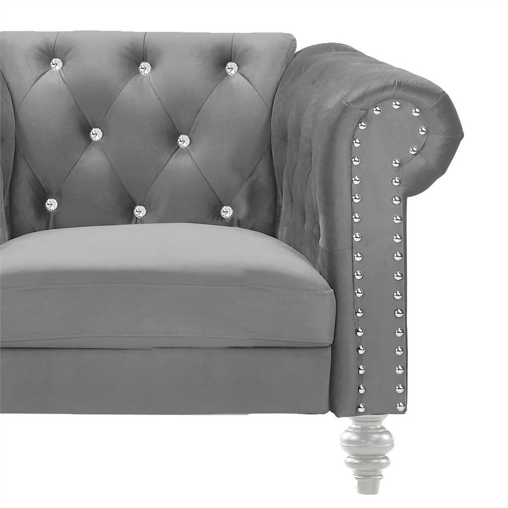 Gray Velvet Fabric Chair T673