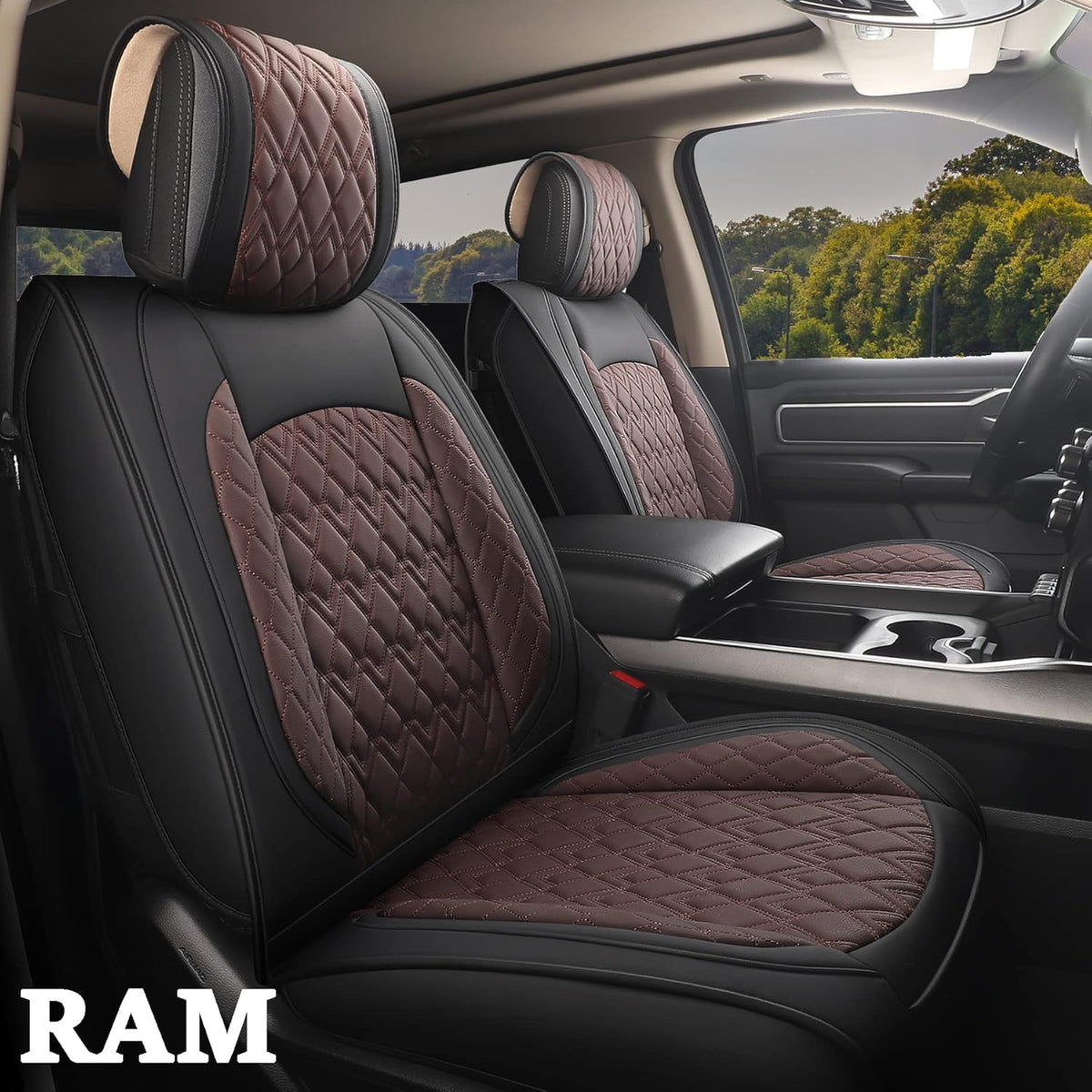 2 Pcs Front Waterproof Synthetic Leather Car Seat Covers W54624