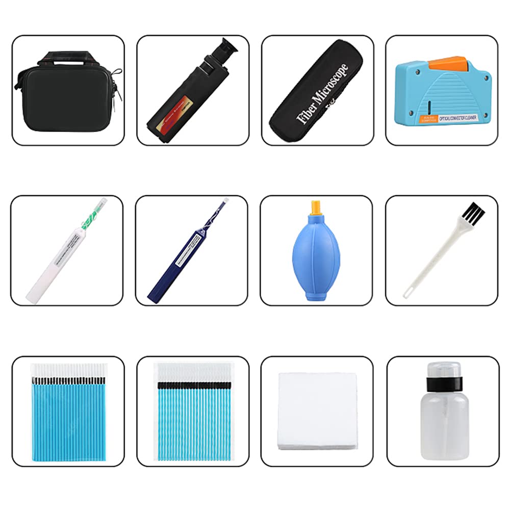 Optic Fiber Cleaning Inspection Kit with 400 Times Microscope and Cleaning Pens A906